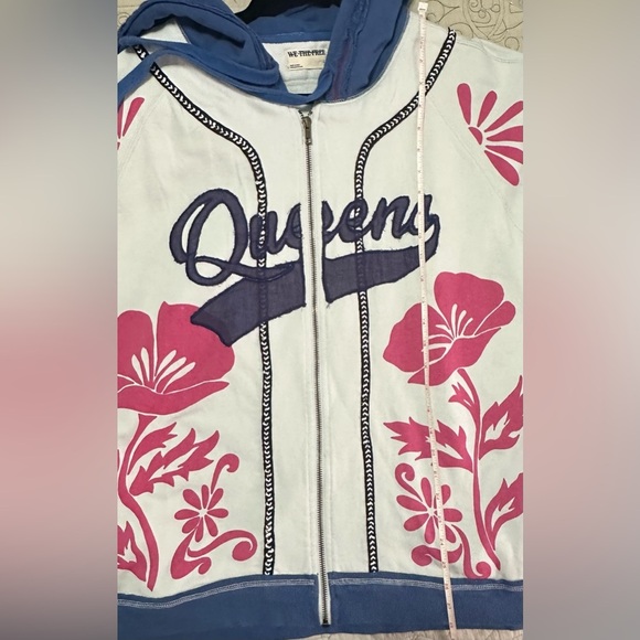 NWT We The Free Royals Hoodie Jacket S Ivory Combo Embroidered Oversized - Picture 13 of 13